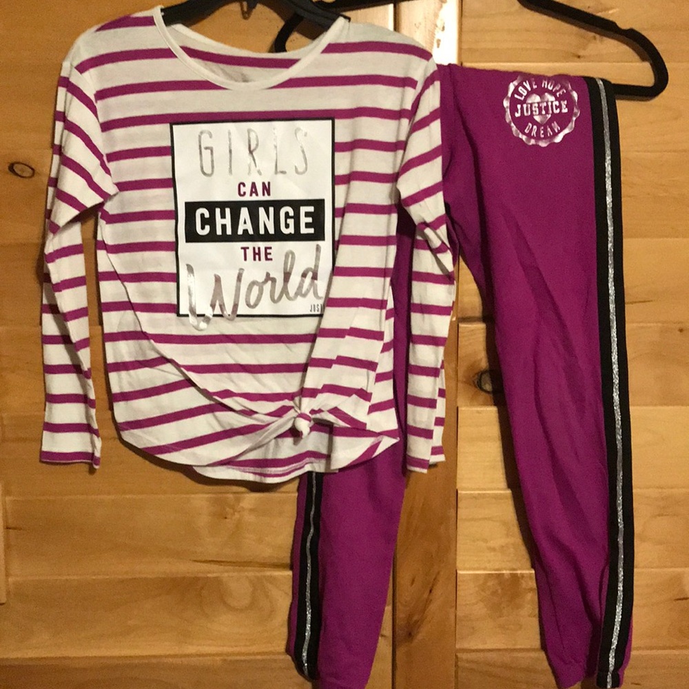 Justice Shirt and Jogger Set size 10.